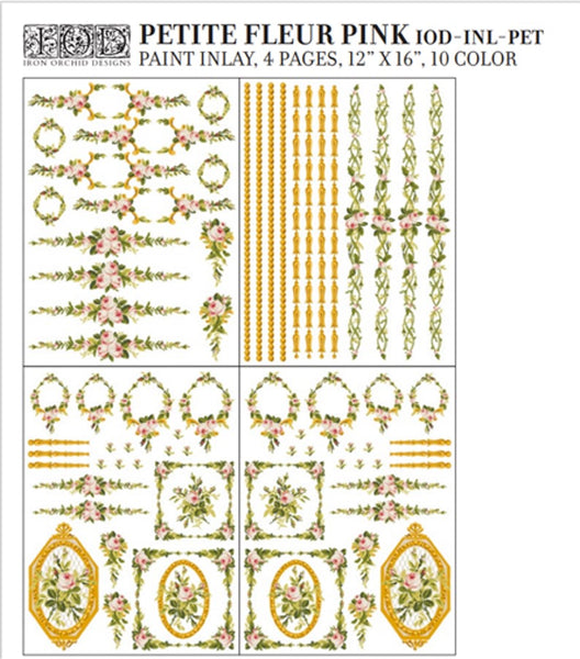 Petite Fleur Pink IOD Paint Inlay