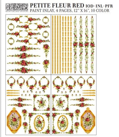Petite Fleur Red IOD Paint Inlay